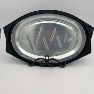 Nordic Ware Aluminum Steak Sizzler Platter Heat-Resistant Black Holder